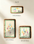 Handmade Rattan & Mother‑of‑Pearl Tray Set – Nesting Serving Trays (3pcs) | Lian Collection