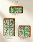 Handmade Rattan & Mother‑of‑Pearl Tray Set – Nesting Serving Trays (3pcs) | Lian Collection