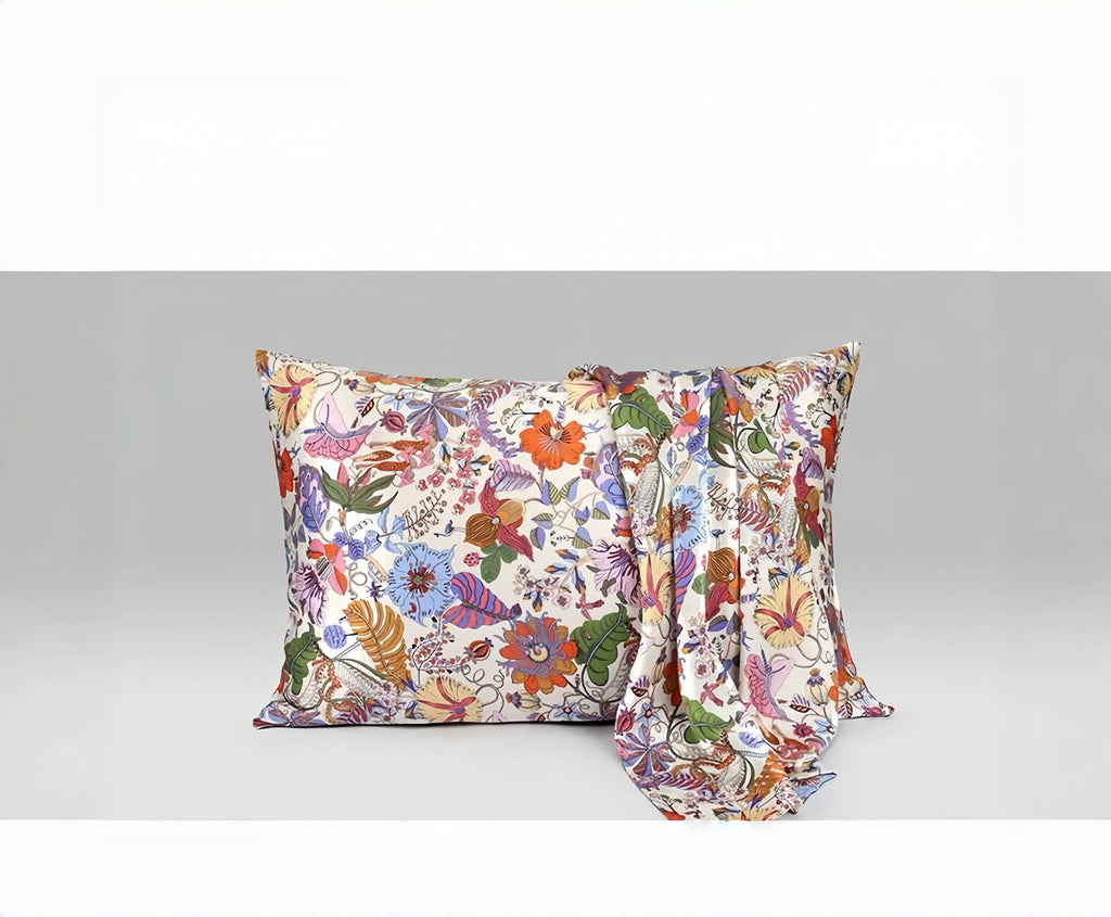 Wildflower Silk Pillowcase - Pure Mulberry Silk Spring Home Decor - Lian