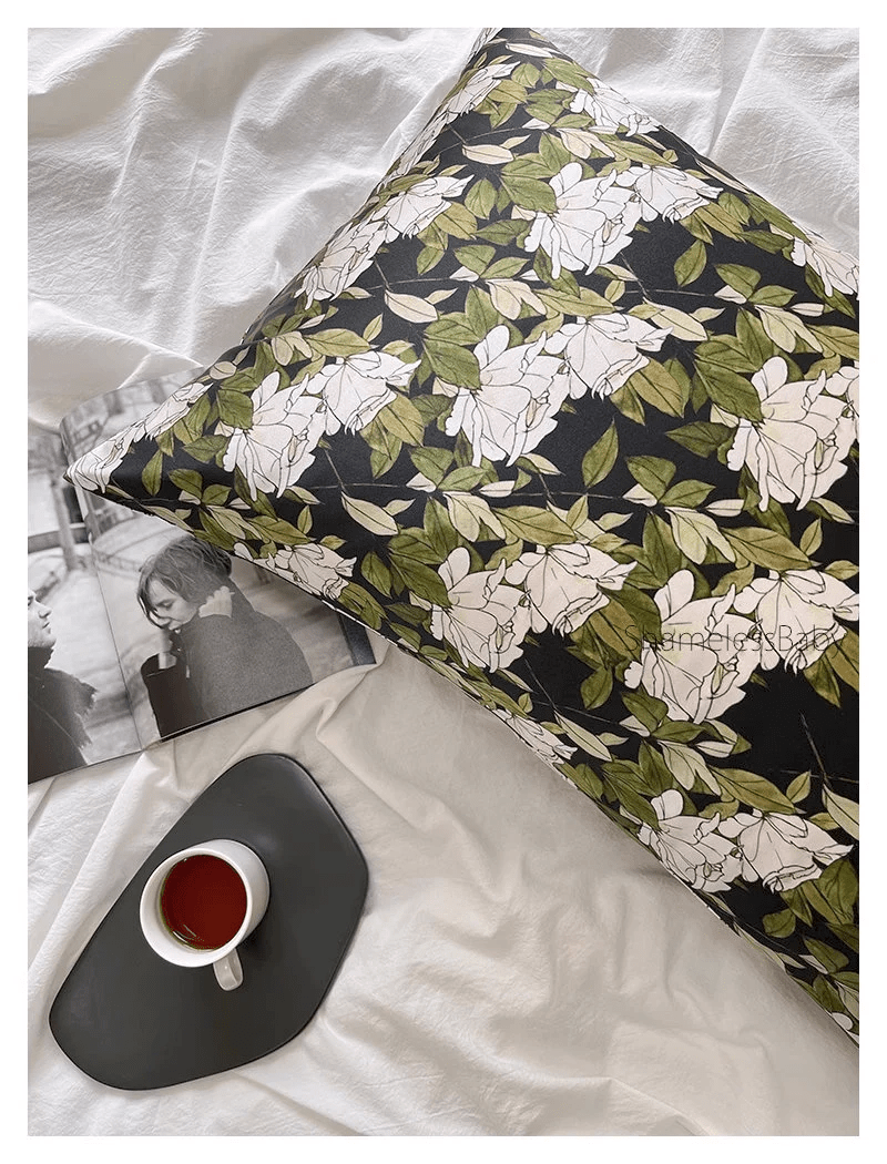 Rose Flower Mulberry ilk Pillowcases , Floral Pattern 6A Grade 22 momme Mulberry Silk - Lian