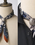 Handcrafted Men's Silk Scarf with Scarf Ring | Dapper Silk Kerchief for Suit Accessory for Men Handmade Scarf Gift Father's Day Gift