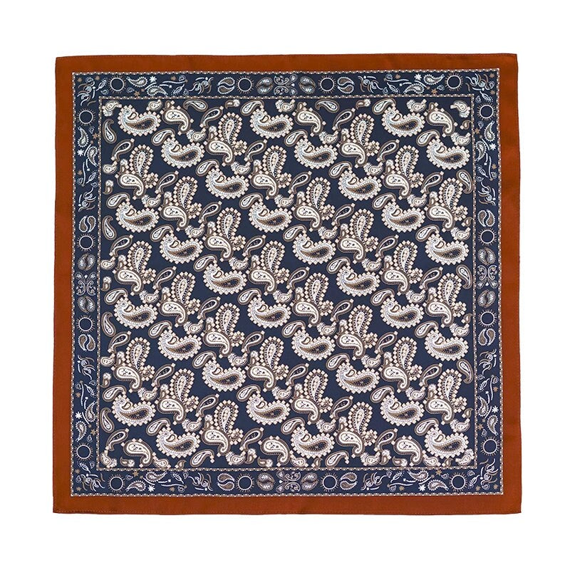 Handcrafted Men's Silk Scarf with Scarf Ring | Dapper Silk Kerchief for Suit Accessory for Men Handmade Scarf Gift Father's Day Gift