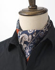 Handcrafted Men's Silk Scarf with Scarf Ring | Dapper Silk Kerchief for Suit Accessory for Men Handmade Scarf Gift Father's Day Gift