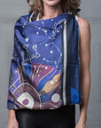 Zodiac Silk Scarves - Tarot Spiritual Gifts - Women's Silk Scarves-Gifts for Mother's day-Blue Silk Scarves - Cashmere Scarves