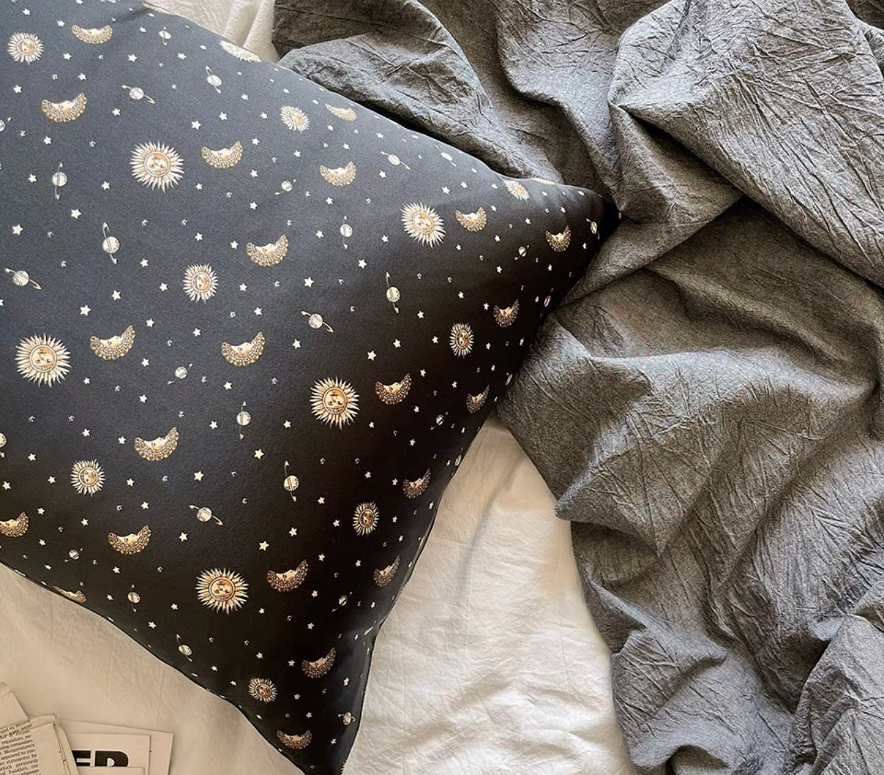 Pure Mulberry Silk Pillowcase Celestial Theme Gift for Boys Hair Cosmic Night Sky Bedding Gift for Astronomy Lovers Silk Pillow for Him