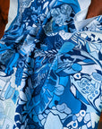 Customized Silk Scarf for Summer 90cm Handmade Silk Shawl Top Ideal for Beach Holiday Gift for Her Blue Artisan Beachwear