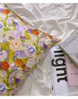 Floral Silk Pillowcase Impressionism Style Mulberry Silk Pillow Floral - Luxury Pillowcase with Silk Eye Mask Set for for Beauty Sleep