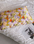 Floral Silk Pillowcase Impressionism Style Mulberry Silk Pillow Floral - Luxury Pillowcase with Silk Eye Mask Set for for Beauty Sleep