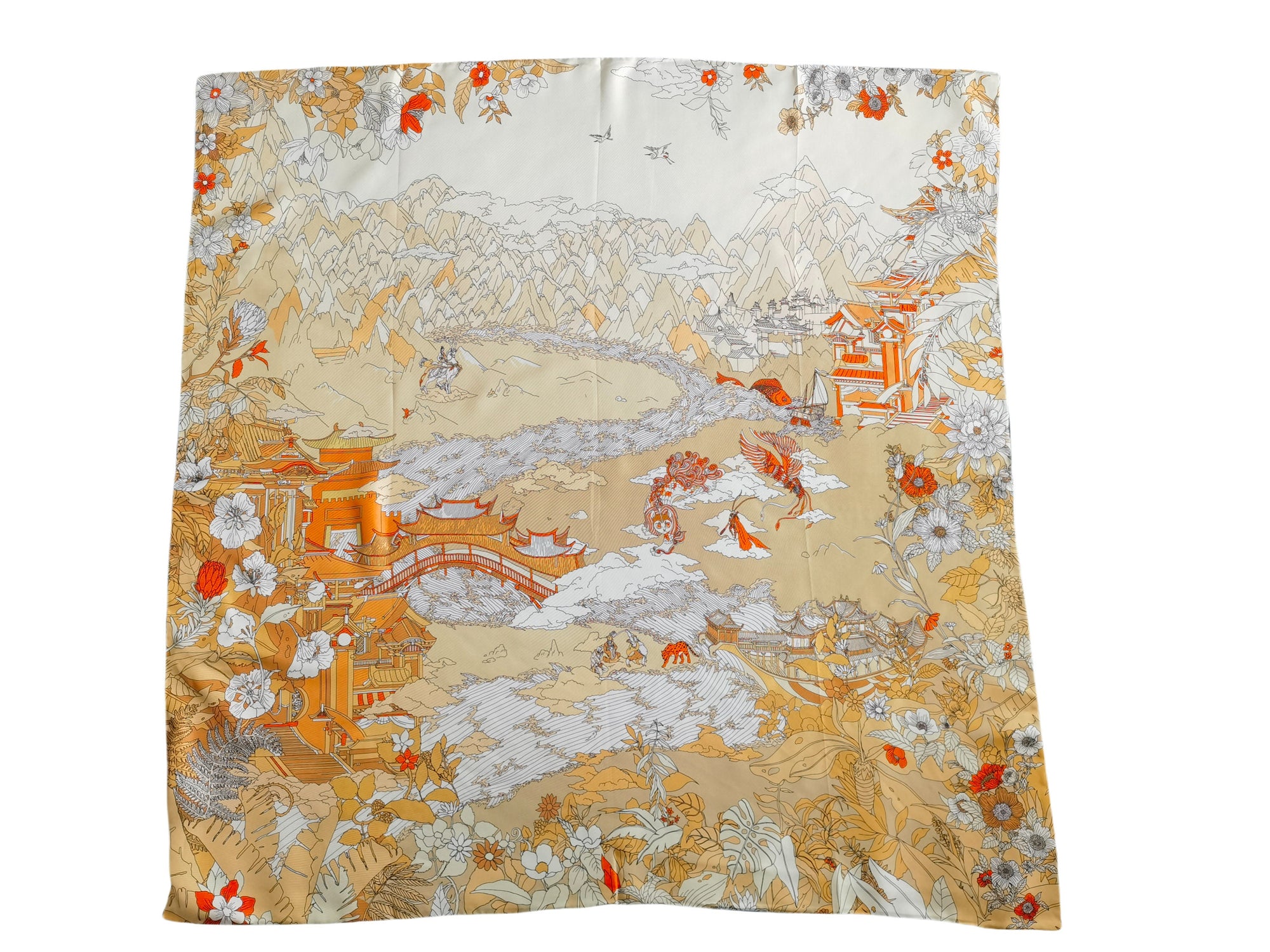 Blue Silk Scarf Blue and Beige Inspired by Chinese Mythology Dual Colours Scarf Gift for Her Gift for Birthday Perfect Gift for Valentine’s