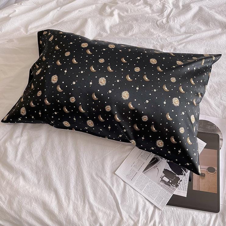Pure Mulberry Silk Pillowcase Celestial Theme Gift for Boys Hair Cosmic Night Sky Bedding Gift for Astronomy Lovers Silk Pillow for Him