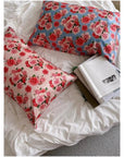 Floral Silk Pillowcase for Country Home Decor Vintage Bedroom Floral Elegance Silk Pillow Case for Skin Care Anti-Wrinkle Essential Pillow