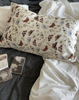 100% Mulberry Silk Pillowcase - Butterfly and Floral Garden Design, Envelope Closure, Anti-Frizz, Wrinkle - Resistant Silk Bedding