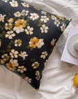 Blossom Flowers Mulberry Silk Pillowcase with Silk Eye Mask Gift Set: Luxury Silk Bedding Dark Colour Silk Pillowcase Skin and Hair Care