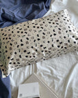 100% Mulberry Silk Pillowcase for Hair and Skin, Gift-Ready Box. Whimsical printed silk pillow on bed, bedroom decor idea