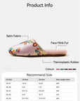 Women Winter Slippers - Japanese Kimono Style Slippers – Embroidered Sakura Oriental Charm
