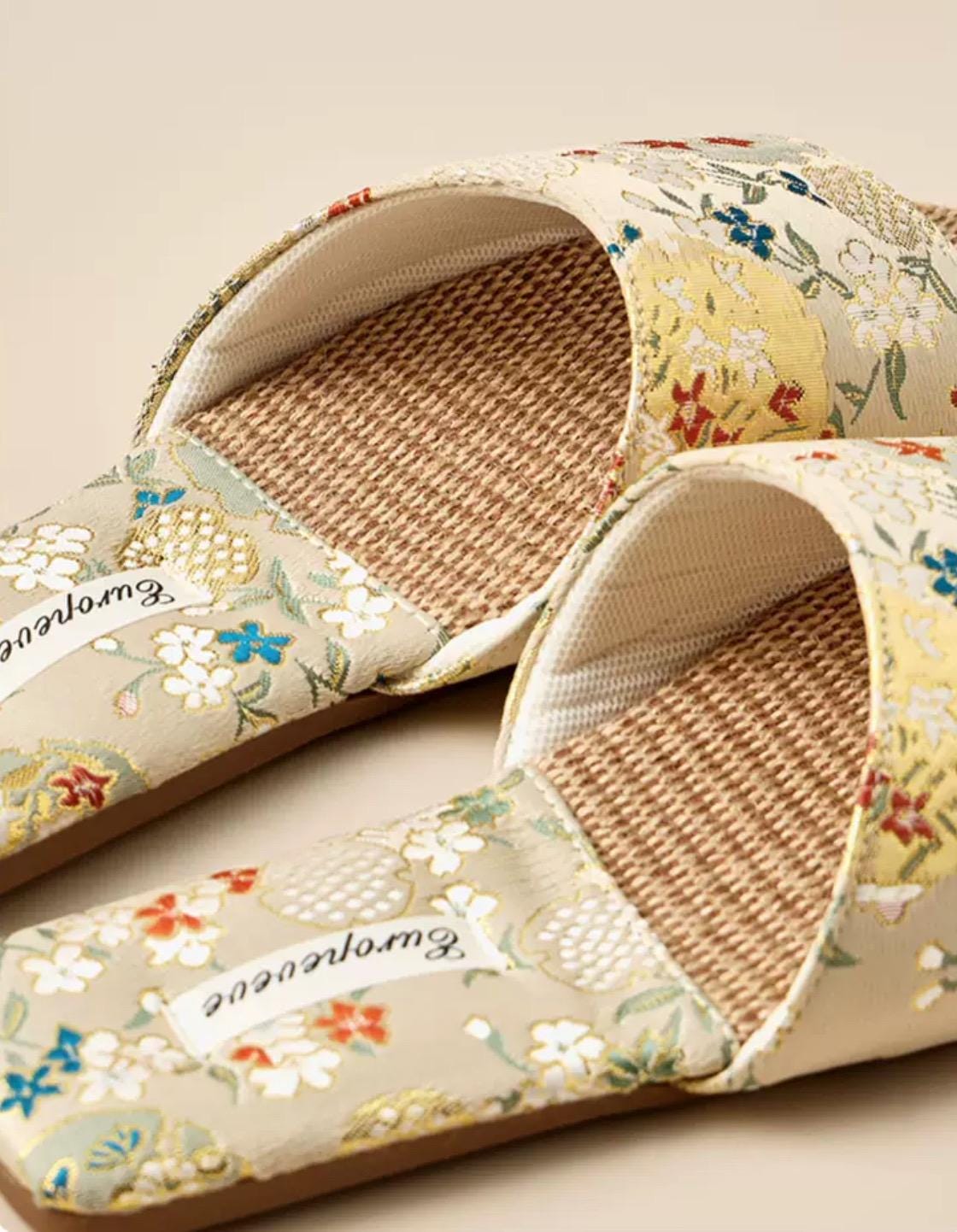 Embroidered Slippers for Women Open Toed Bamboo Footwear with Traditional Chinese Floral Designs Kimono Slippers Housewarming Gift
