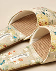 Embroidered Slippers for Women Open Toed Bamboo Footwear with Traditional Chinese Floral Designs Kimono Slippers Housewarming Gift