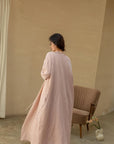 100% Cotton Gauze & Silk Embroidered Robe | Elegant Loungewear & Home Office Dress | Breathable & Lightweight