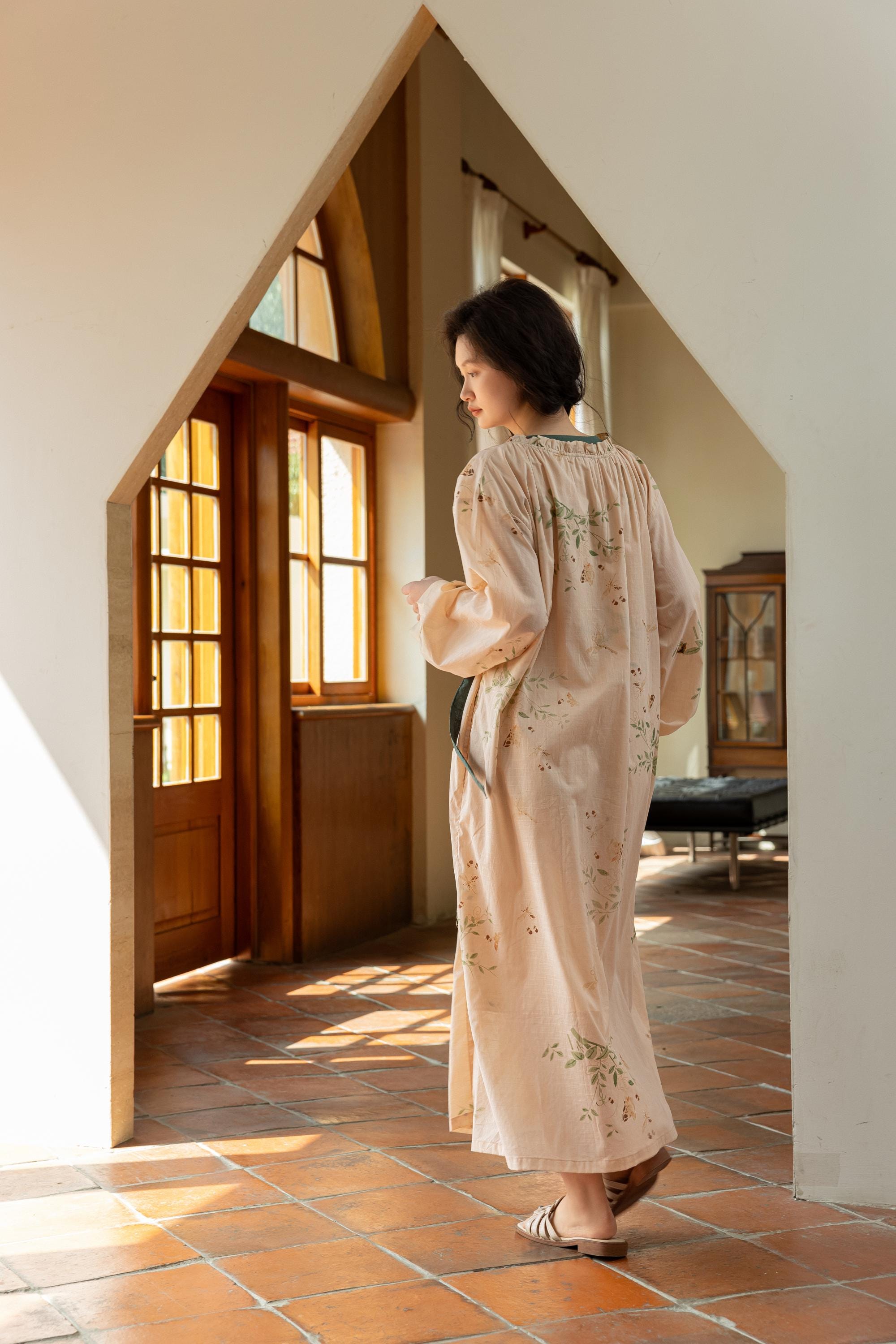 Luxury Cotton Robe for Women Christmas gift for Her All-Season Long Sleeve Lounge Robe, Winter Bathrobe for Indoor and Outdoor Wear