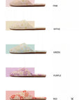 Embroidered Floral Slippers: Faux Fur Lined Winter House Shoes