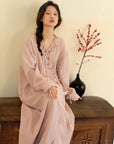 cotton bathrobe. women embroidery robe. kimono robe. silk embroidery robe.