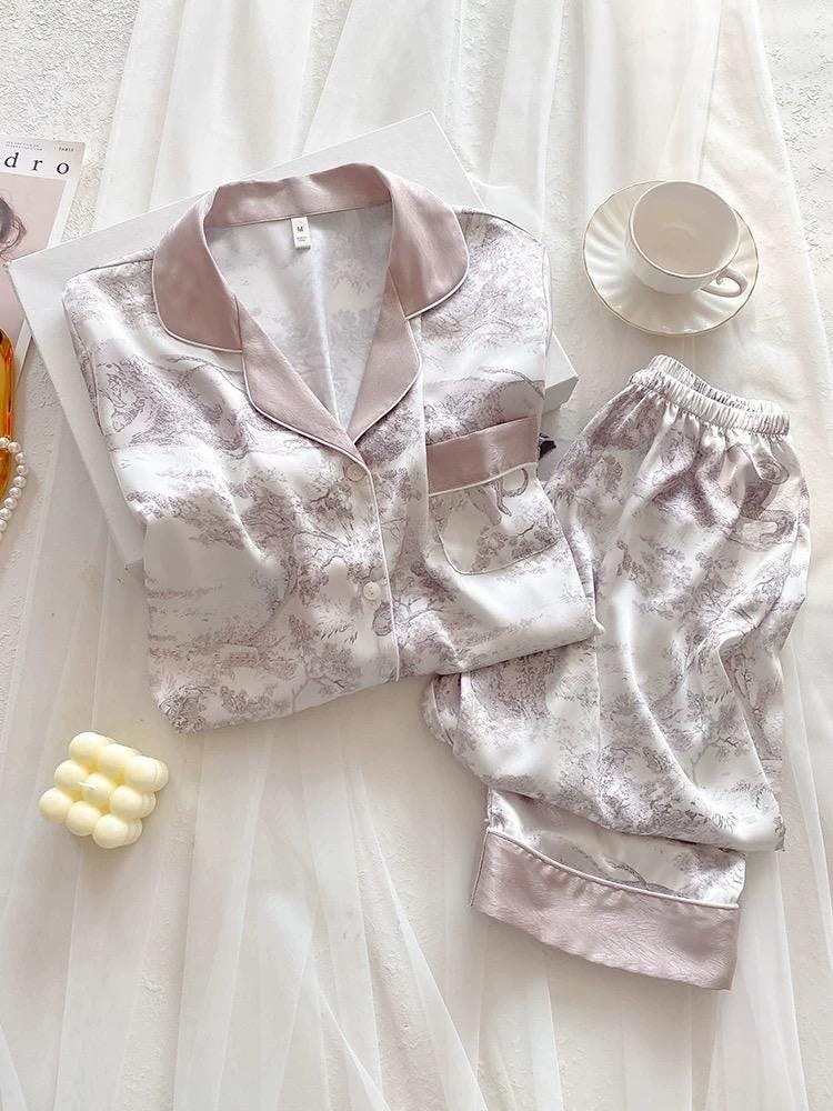 summer silk pyjamas set