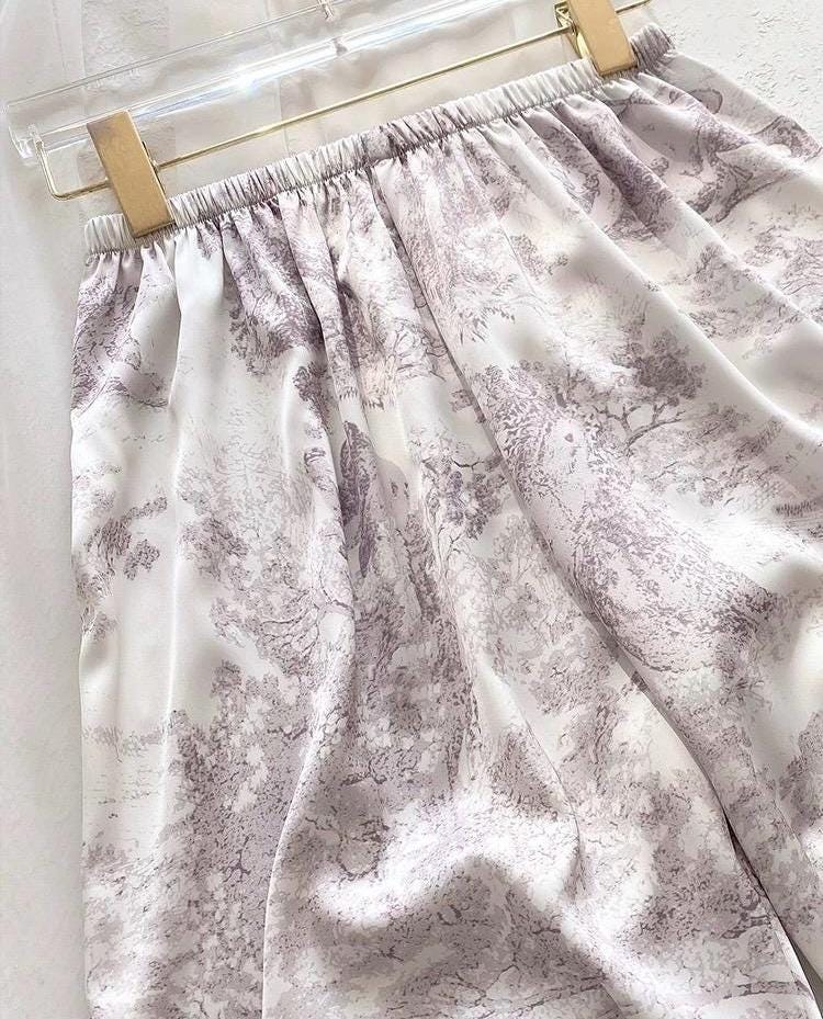 Luxury Silk Blend Pyjama Set for Women – Embroidered Loungewear Sleepwear Gift | Soft Breathable Two-Piece Cotton Silk PJs for Summer