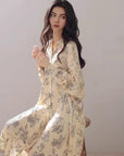 Silk Blended Rabbits Print Pajamas: Breathable Loungewear Nightdress - Gifts for Daughter