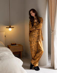 Vintage Oriental Silk Blend Pyjama Set – Soft & Breathable Sleepwear, Elegant Loungewear, Chinese Ink Painting Inspired, Wrinkle-Resistant & Lightweight, Multi-Purpose Wear