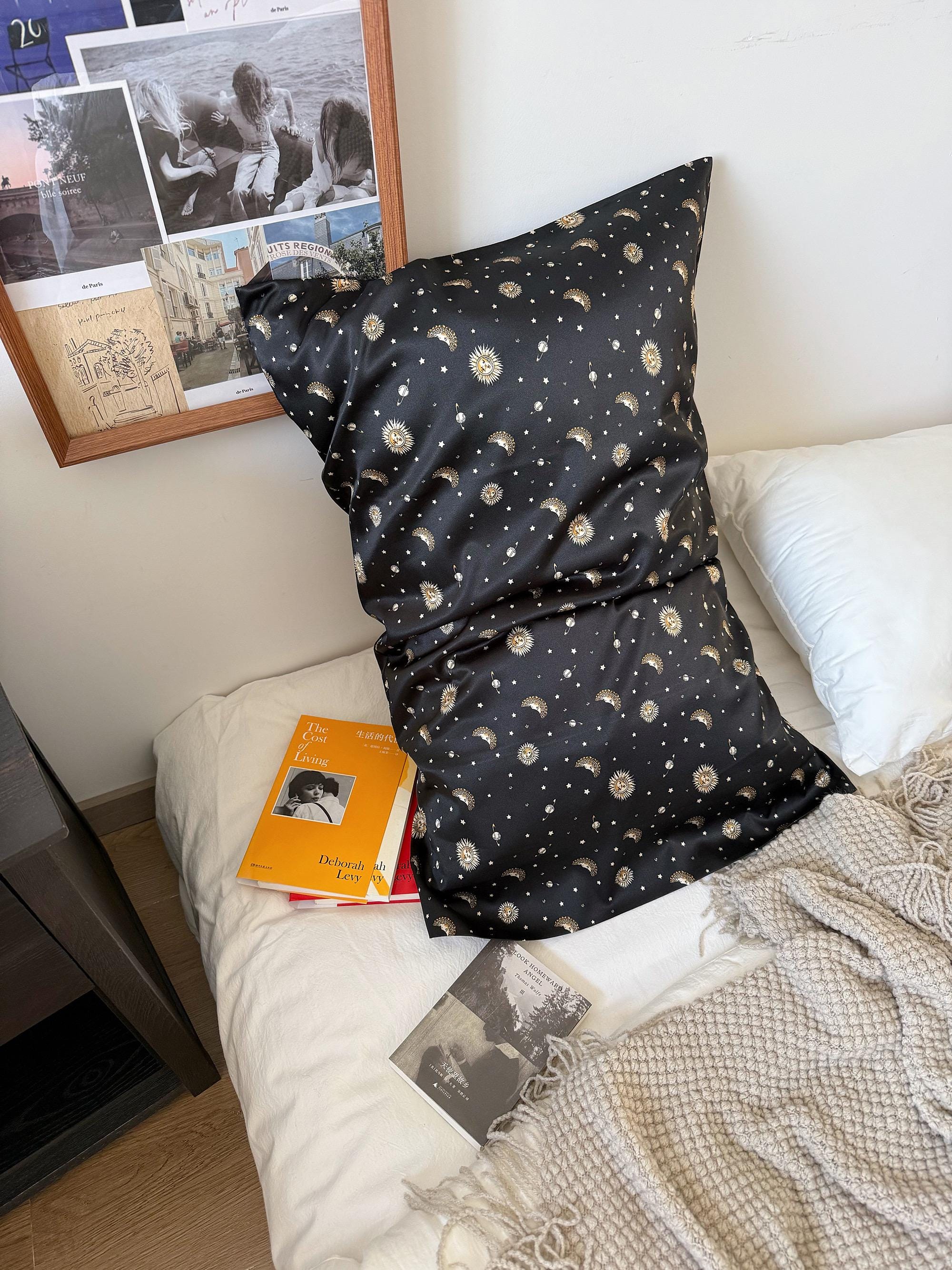 Pure Mulberry Silk Pillowcase Celestial Theme Gift for Boys Hair Cosmic Night Sky Bedding Gift for Astronomy Lovers Silk Pillow for Him