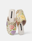 Embroidered Satin Slippers: Chinese Dragon Floral House Shoes