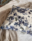 Luxury 22mm Silk Pillowcase - Blue Floral Butterfly Print | 100% Mulberry Silk Pillow Cover | Hypoallergenic Silk Bedding | Anti-Frizzy Hair