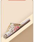 Embroidered Satin Slippers: Chinese Dragon Floral House Shoes