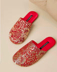 Embroidered Satin Slippers: Chinese Dragon Floral House Shoes