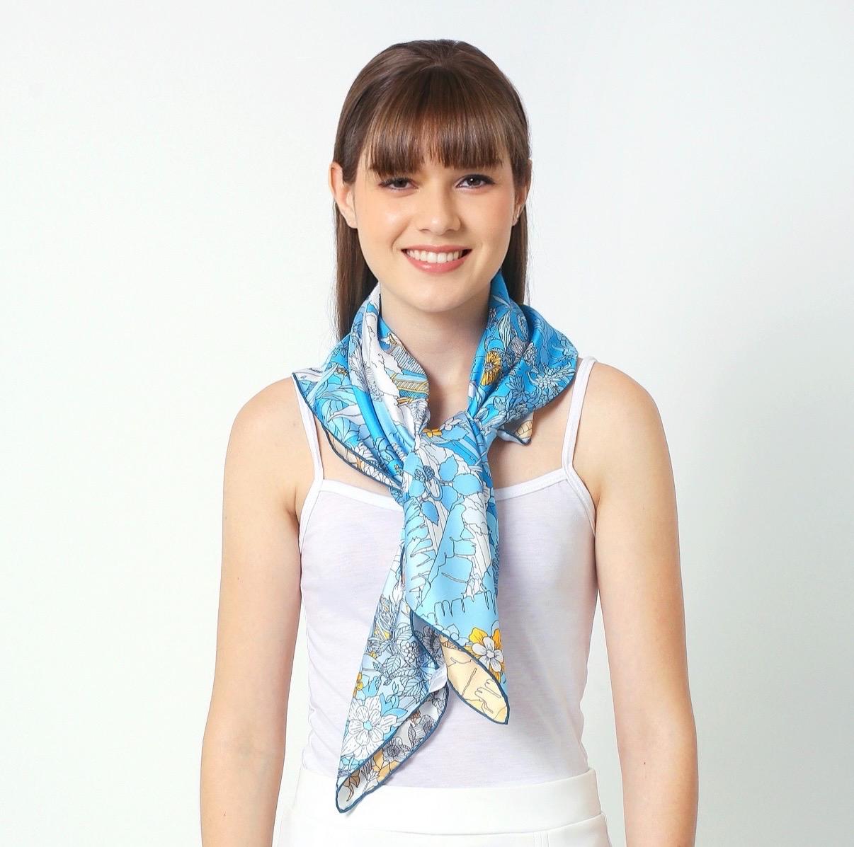 Blue Silk Scarf Blue and Beige Inspired by Chinese Mythology Dual Colours Scarf Gift for Her Gift for Birthday Perfect Gift for Valentine’s