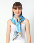 Blue Silk Scarf Blue and Beige Inspired by Chinese Mythology Dual Colours Scarf Gift for Her Gift for Birthday Perfect Gift for Valentine’s