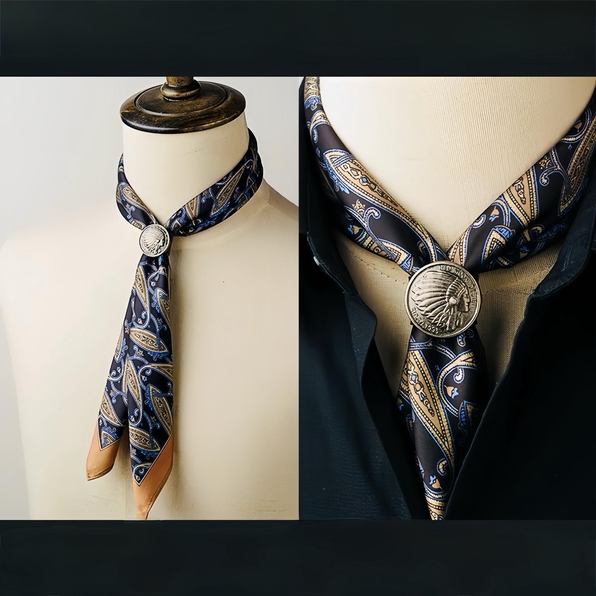 Handcrafted Men's Silk Scarf with Scarf Ring | Dapper Silk Kerchief for Suit Accessory for Men Handmade Scarf Gift Father's Day Gift