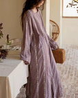 Bohemian Embroidered Cotton Gauze Loungewear Set | Two-Piece Pants or Dress Robe Style | Soft Breathable Sleepwear Home Outfit for Women