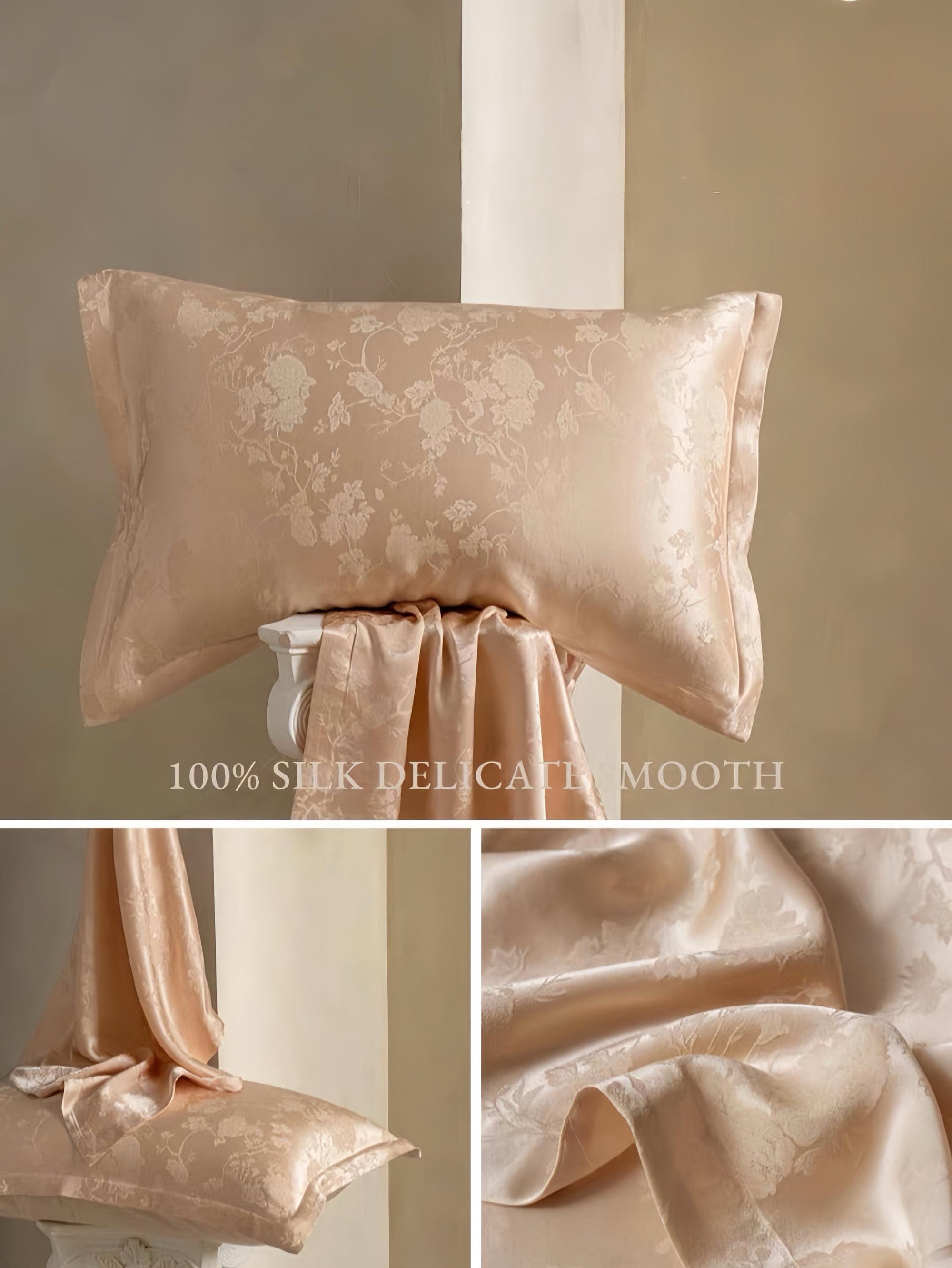 Luxury Jacquard Silk Pillowcase 30 Momme Mulberry Silk Oriental Elegance Hypoallergenic Pillows Modern Comfort Twin Pack of Pillow Cases
