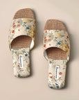 Embroidered Slippers for Women Open Toed Bamboo Footwear with Traditional Chinese Floral Designs Kimono Slippers Housewarming Gift