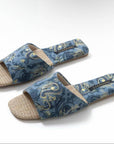 Embroidered Oriental Slippers: Handmade Open Totes Footwear, Causual House Shoes