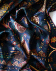 Ottoman Style Blue Silk Scarf 100% Mulberry Silk 106cm Square Hijab Shawl Head Wrap for Women Islamic Elegant Gift Ramadan Eid Modest Fashion Accessory