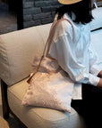 Handmade Silk Embroidered Tote Bag: Oriental Swallow Design