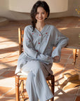 Gauze Cotton Pajama Set: Hand-Embroidered Loungewear - Eco-friendly Cotton Sleep Collection