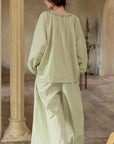 Bamboo Cotton Embroidered Pajama Set: Boho Women Sleepwear，Loungwear