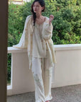 Gauze Pyjamas 3PCS Set with Camisole & Robe Sustainable Tie-Dye Loungewear Lightweight Breathable Organic Cotton Summer pyjamas