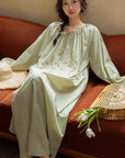 Bamboo Cotton Embroidered Pajama Set: Boho Women Sleepwear，Loungwear