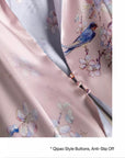 Reversible Mulberry Silk Scarf with Qipao Buttons – Double-Sided 6A Silk Wrap | Floral Bird Design Oriental Silk Shawl Hanfu Accessories