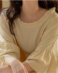 Butter Yellow Bamboo Lounge Set: Ruffle Sleeve Loungewear