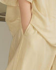 Butter Yellow Bamboo Lounge Set: Ruffle Sleeve Loungewear